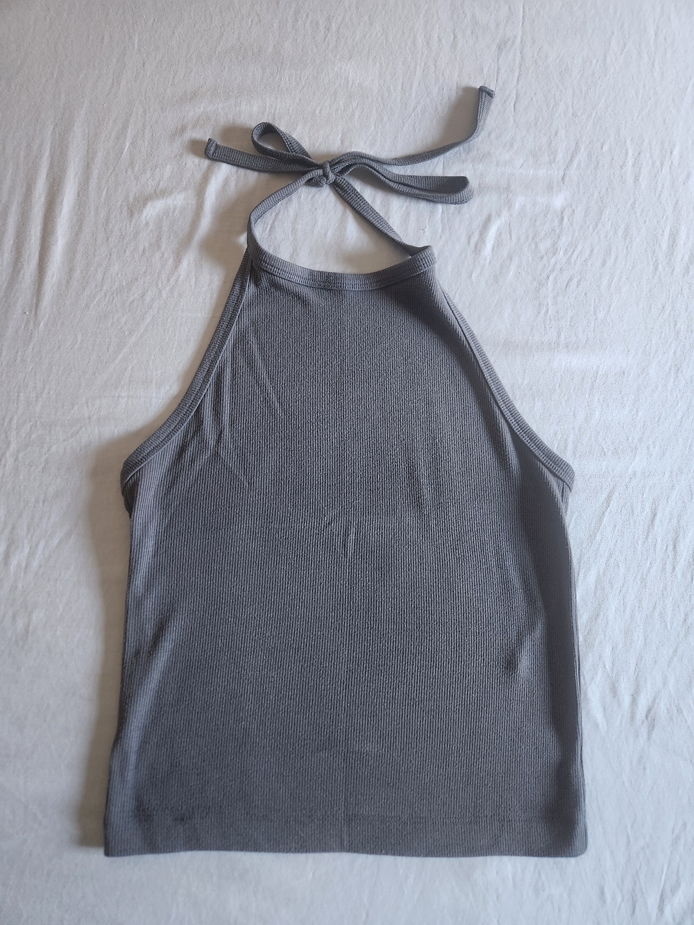 American Eagle Outfitters Charcoal Ribbed Halter Tank